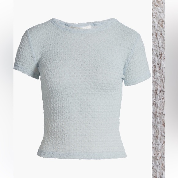 Frame NWOT Light Blue Mesh Baby Tee S - Picture 4 of 7